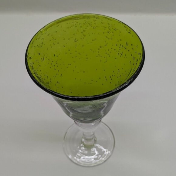 Artland Green Bubble Glass Wine Water Goblet Clear Sturdy Base - Picture 3 of 14